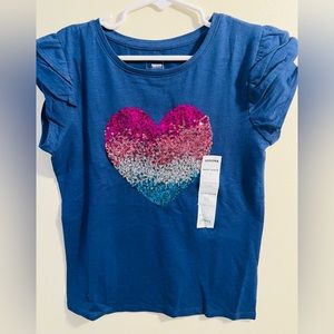 Girls heart sequin shirt